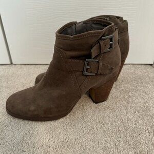 Crown Vintage Brown Suede Buckle Ankle Booties